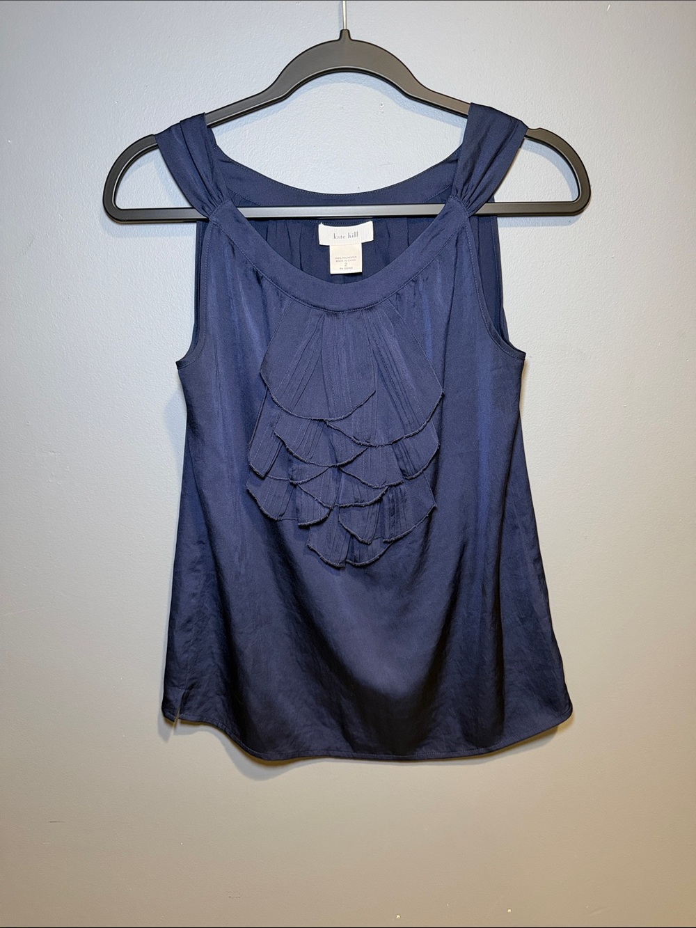 Kate Hill Navy Layered Ruffle Sleeveless Camisole